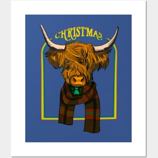 Business Highland Cow With Christmas Text Posters and Art